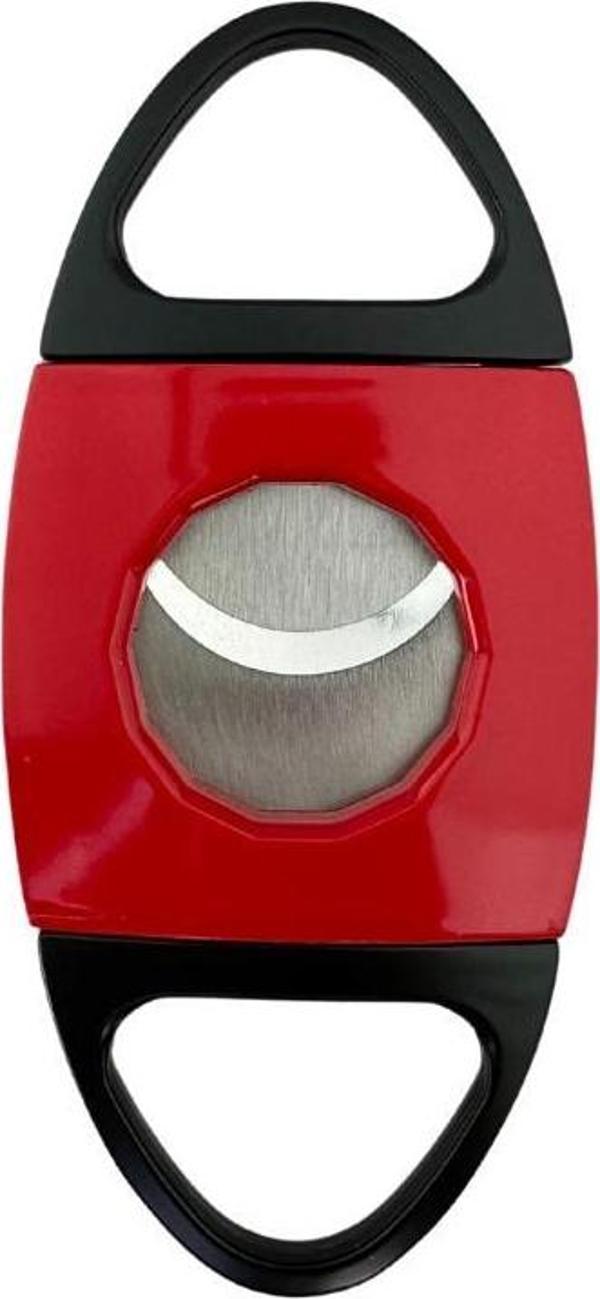 PQ Kırmızı-Siyah Desenli Metal Puro Makası Kesici - Image 1