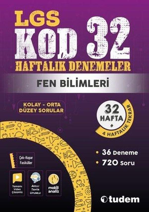 LGS Fen Bilimleri Kod 32 - Haftalık Denemeler - Tudem Yayınları - Ders Kitapları - Image 1