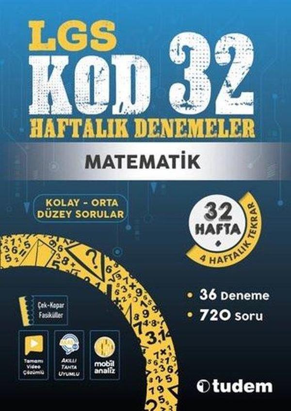 LGS Matematik Kod 32 - Haftalık Denemeler - Tudem Yayınları - Ders Kitapları - Image 1