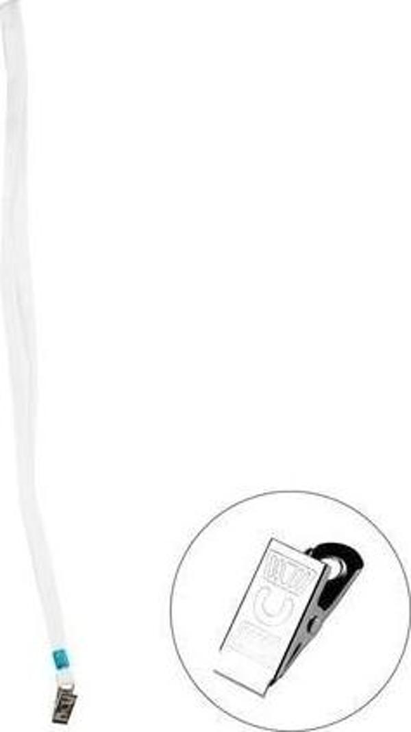 İnox Metal Klipsli Yaka Kartı İpi 50 Li Beyaz - Image 1