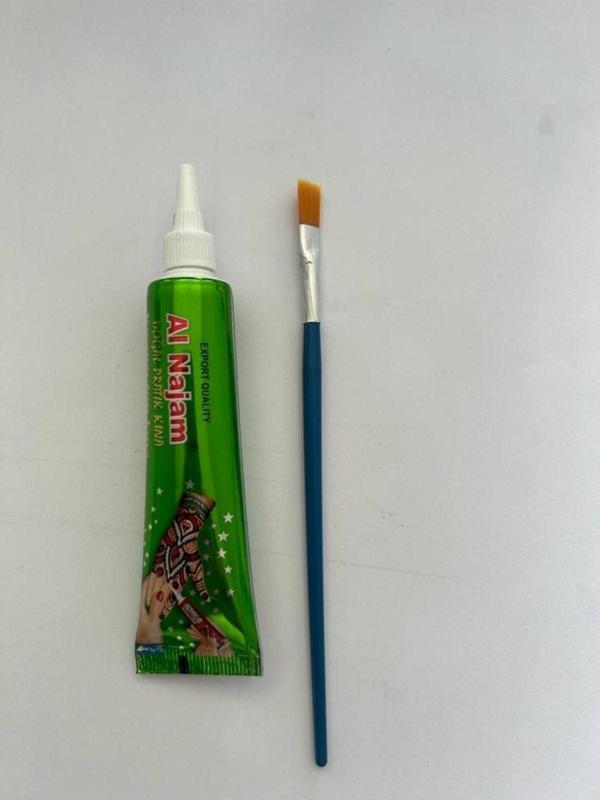 Airbrush Tattoo 1 Tüp Kırmızı Kına Ve 1 Sayfa Şablon Ve Fırça Geçici Dövme Seti - Image 1