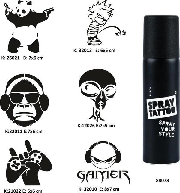 Airbrush Tattoo Çılgın Oyuncu Spray Tattoo Geçici Dövme Seti Dark Sprey Dövme Kiti - Image 1