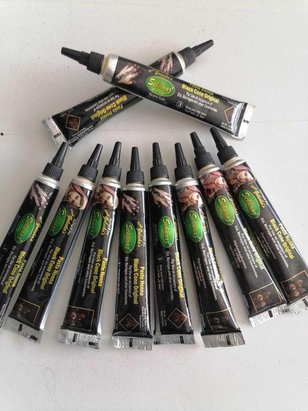 Airbrush Tattoo Şehnaz Golecha Hint Kınası 12 Adet Birden Siyah Renk Desen - Image 1