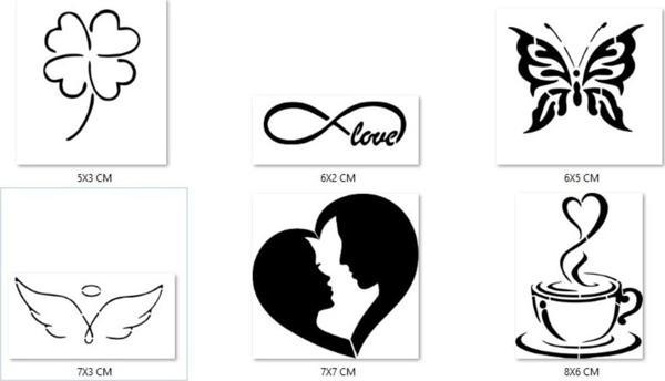 Airbrush Tattoo Sevgi Modelleri Geçici Dövme Şablonu Seti Sadece Desen - Image 1