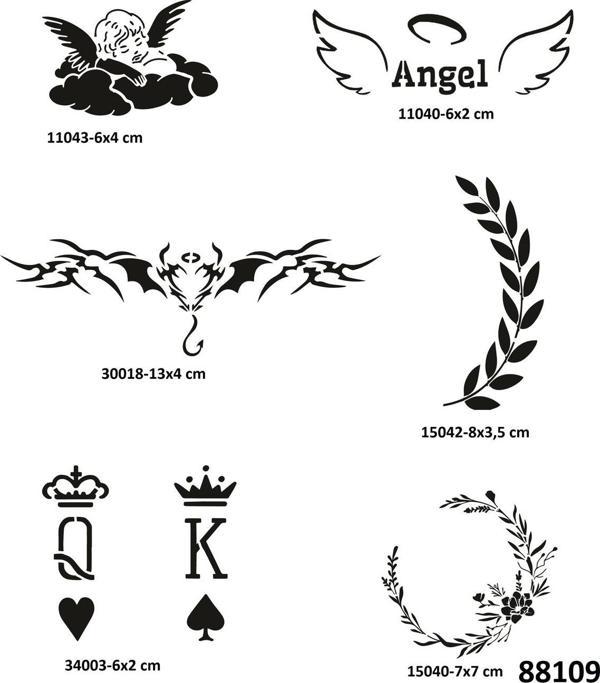 Airbrush Tattoo Melek Çiçek 6 Adet Geçici Dövme Şablonu Spreysiz Sadece Stencil - Image 1