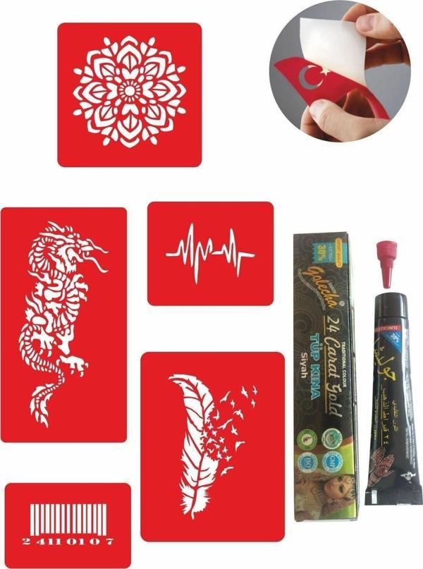 Airbrush Tattoo Örtücü Kapatma Desenleri Hint Kınası Ile Geçici Dövme Yapma Seti - Image 1