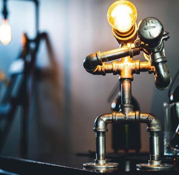 Borulardan Masa lambası,Endüstriyel Robot lamba,Hediyelik Rustik  - Image 1