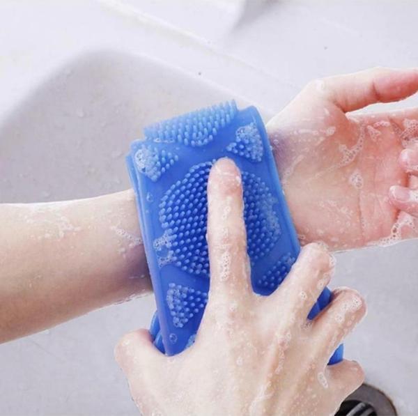 Çift Taraflı Slıkon Duş Lifi Sırt Fırçası 70 cm Banyo Sırt Kesesi  - Image 1