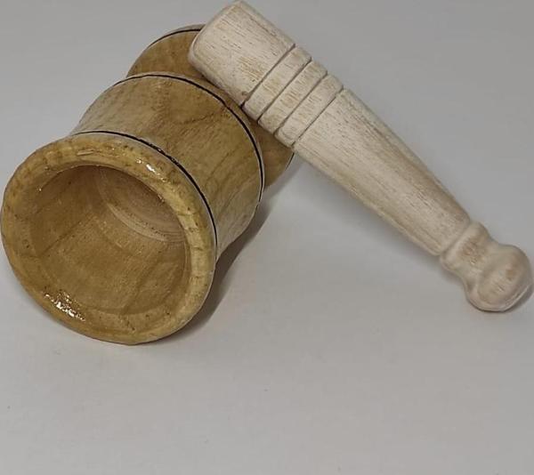 Ahşap Tokmaklı Ezici Kahve Sarımsak Patlıcak Leblebi Dövücü Ezici Ahşap Havan 9-6 cm  - Image 1