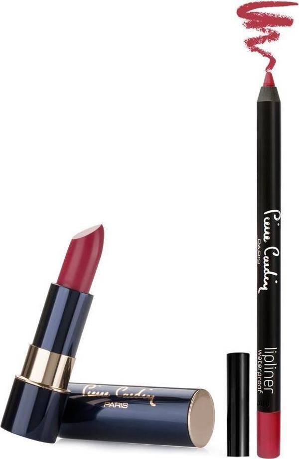 Pierre Cardin Matte Rouge Mat Ruj Russian Red - Lipliner Suya Dayanıklı Dudak Kalemi- 2'li Set - Image 1