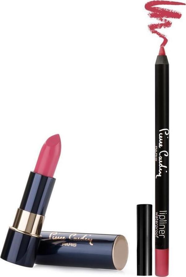 Pierre Cardin Matte Rouge Mat Ruj Sugar Candy - Lipliner Suya Dayanıklı Dudak Kalemi- 2'li Set - Image 1