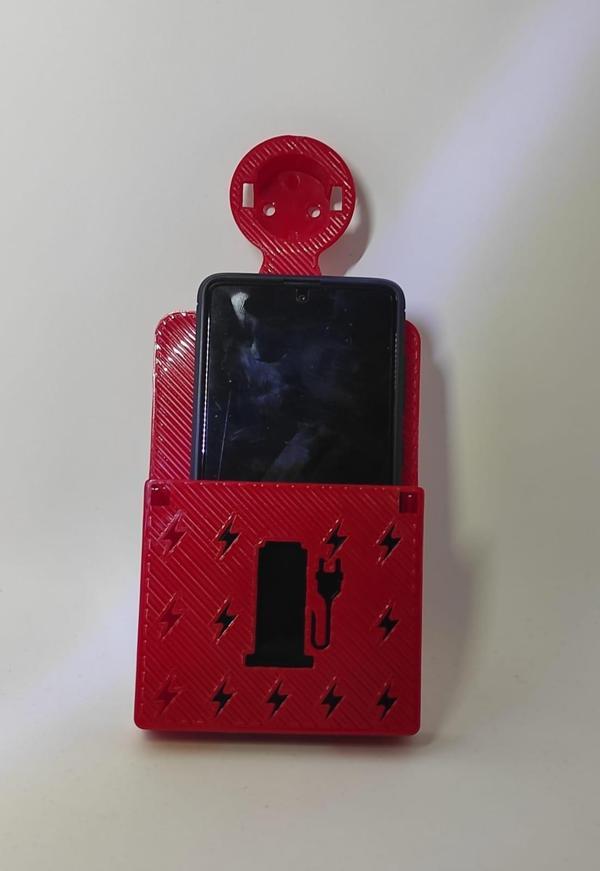 Pirize Takılan Hazneli Telefon Tutucu Duvar Teleon Tutucu Şarj Standı kırmızı - Image 1