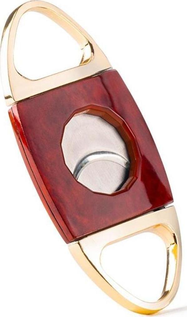 PQ Gold-Kırmızı Desenli Metal Puro Makası Kesici - Image 1