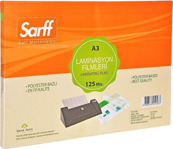 Sarff 125 Mikron A3 PVC Laminasyon Filmi (100 lü Paket) - Image 1