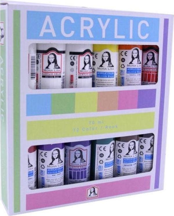 Mona Lisa Akrilik Boya 12 Renk 70 ML Set Extra Beyaz SD150-X14 - Image 1