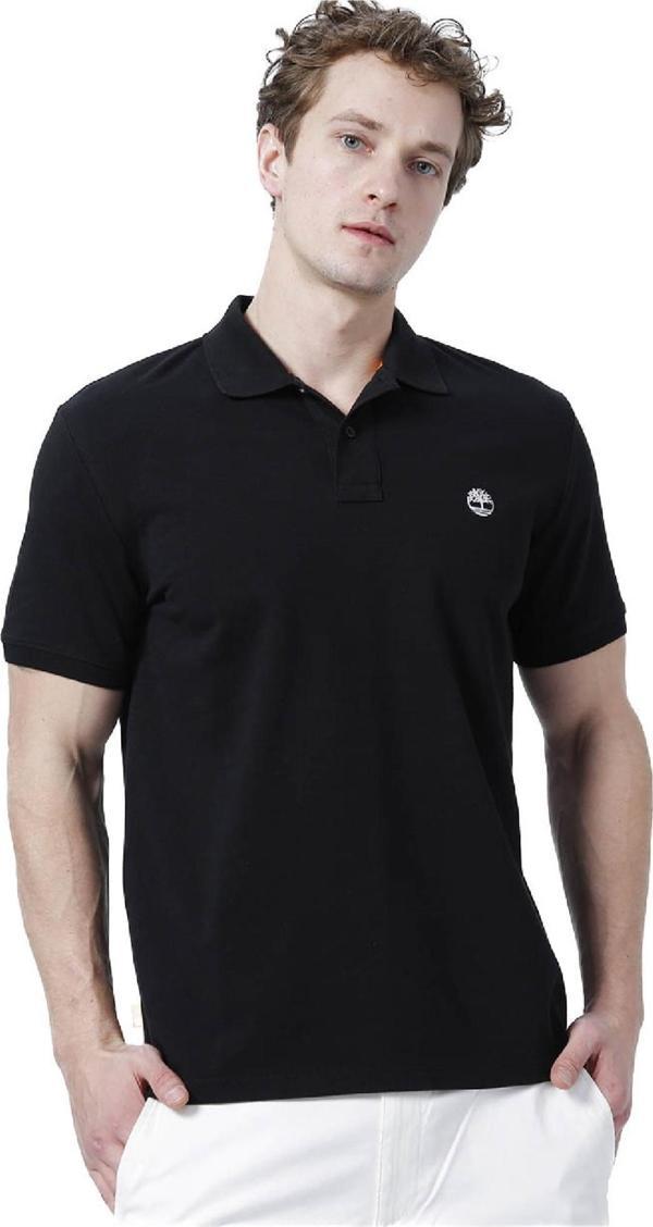 Timberland Tb0A26N4 Pique Sleeve Polo T Siyah Erkek T-Shirt - Image 1
