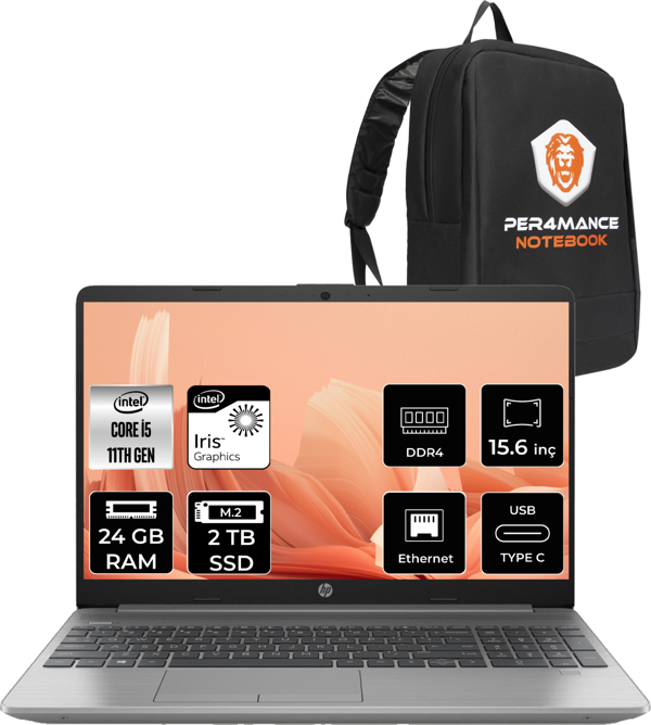 Hp 250 G8 İ5 1135G7 24Gb Ram 2Tb Ssd 15.6'' Fhd Fdos 853U8Es & Per4 Çanta - Image 1