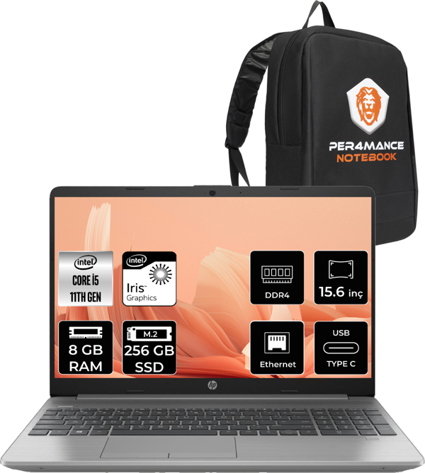 Hp 250 G8 İ5 1135G7 8Gb Ram 256Gb Ssd 15.6'' Fhd Fdos 853U8Es & Per4 Çanta - Image 1