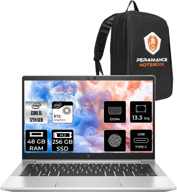 Hp Elitebook 630 G9 İ5 1235U 48Gb Ram 256Gb Ssd 13.3'' Fhd Fdos 6S6Y3Ea & Per4 Çanta  - Image 1