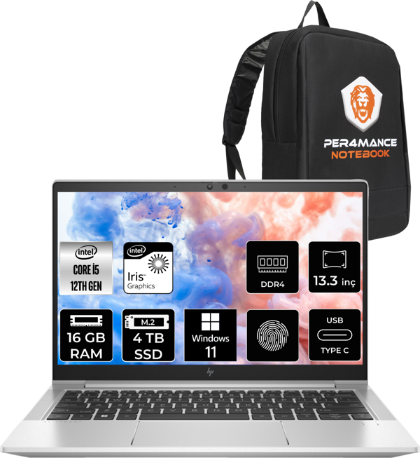 Hp Elitebook 630 G9 İ5 1235U 16Gb Ram 4Tb Ssd 13.3'' Fhd W11Home 6S6Y3Ea & Per4 Çanta  - Image 1