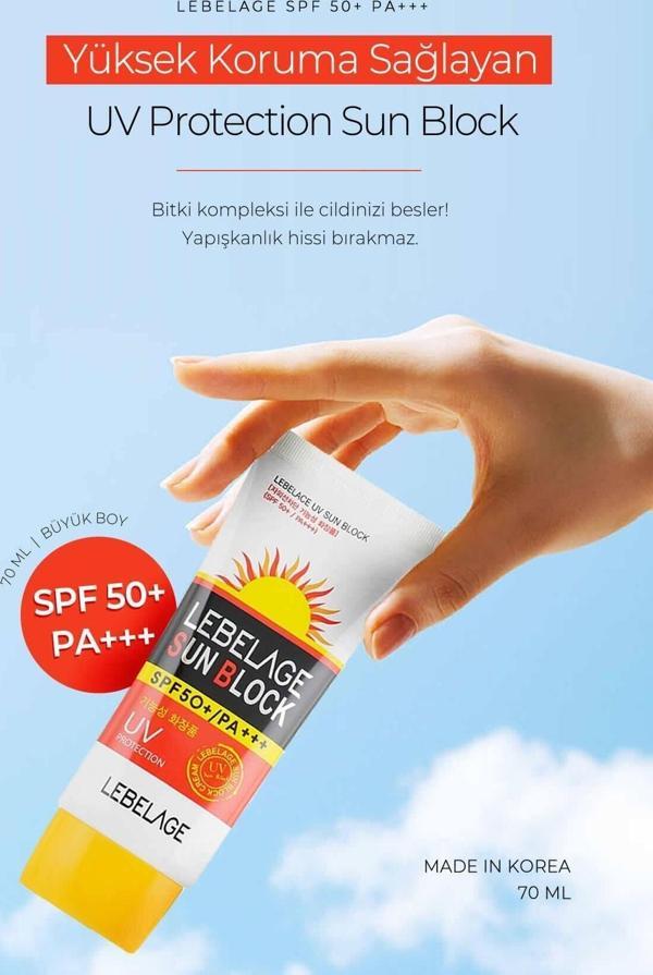 Lebelage Yüksek Koruma Sağlayan Güneş Kremi Uv Sun Block Spf 50+ Pa+++ Büyük Boy - Image 1