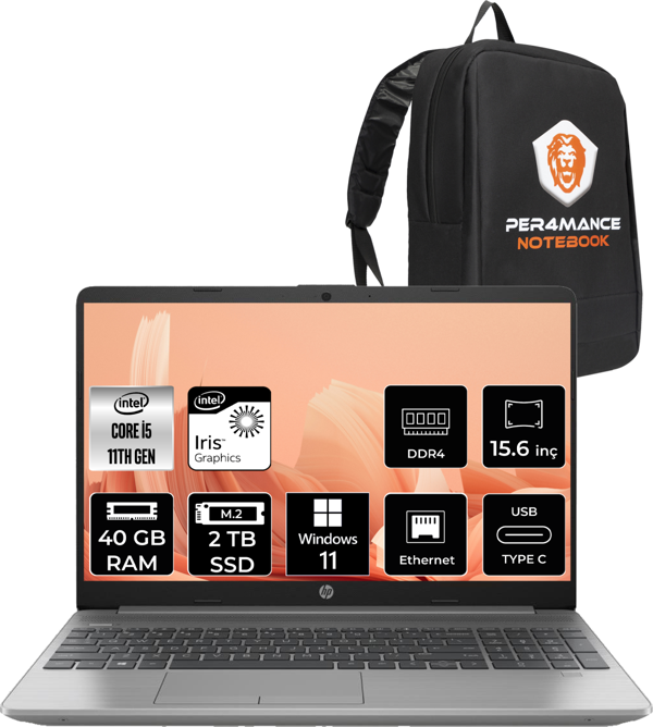 Hp 250 G8 İ5 1135G7 40Gb Ram 2Tb Ssd 15.6'' Fhd W11Home 853U8Es & Per4 Çanta - Image 1