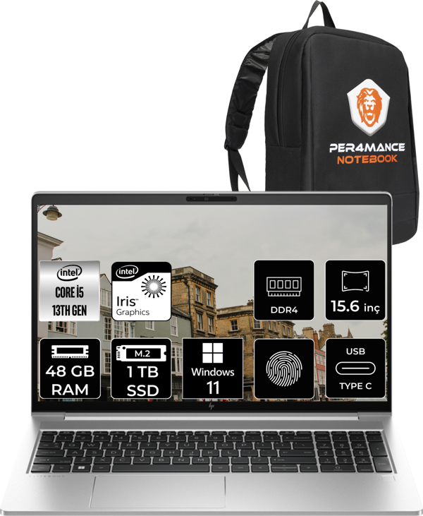 Hp Elitbook 650 G10 İ5 1335U 48Gb Ram 1Tb Ssd 15.6'' Fhd W11Home 725N9Ea & Per4 Çanta - Image 1
