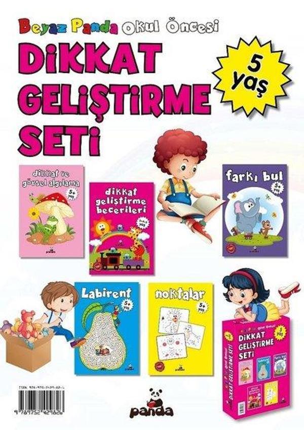 5 Yaş Okul Öncesi-Dikkat Geliştirme Seti-5 Kitap Takım - Panda - Image 1
