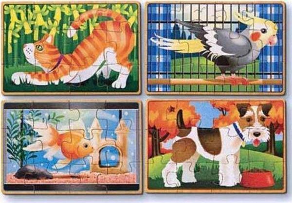 Melissa & Doug Evcil Hayvanlar Ahşap 12x4 Yapboz Seti - Image 1