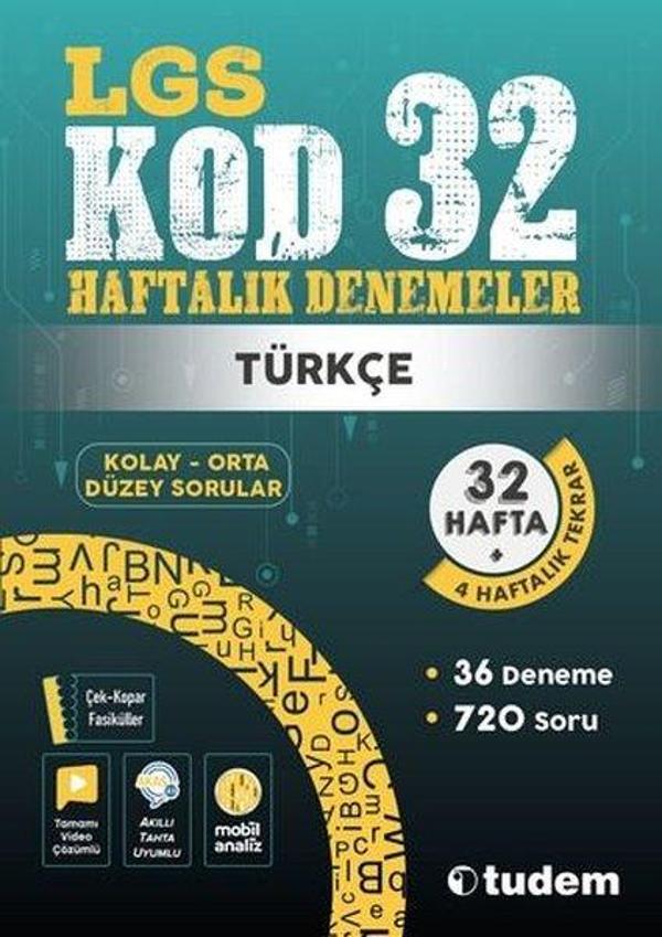 LGS Türkçe Kod 32 - Haftalık Denemeler - Tudem Yayınları - Ders Kitapları - Image 1