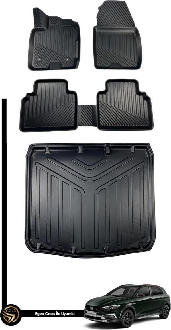 Fiat Egea Cross Uyumlu 3D Havuzlu Paspas + Bagaj Havuzu İkili Set - Image 1
