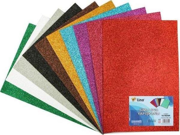 Lino Eva 10 Renk 2mm Simli Yapışkanlı 10lu Paket - Image 1