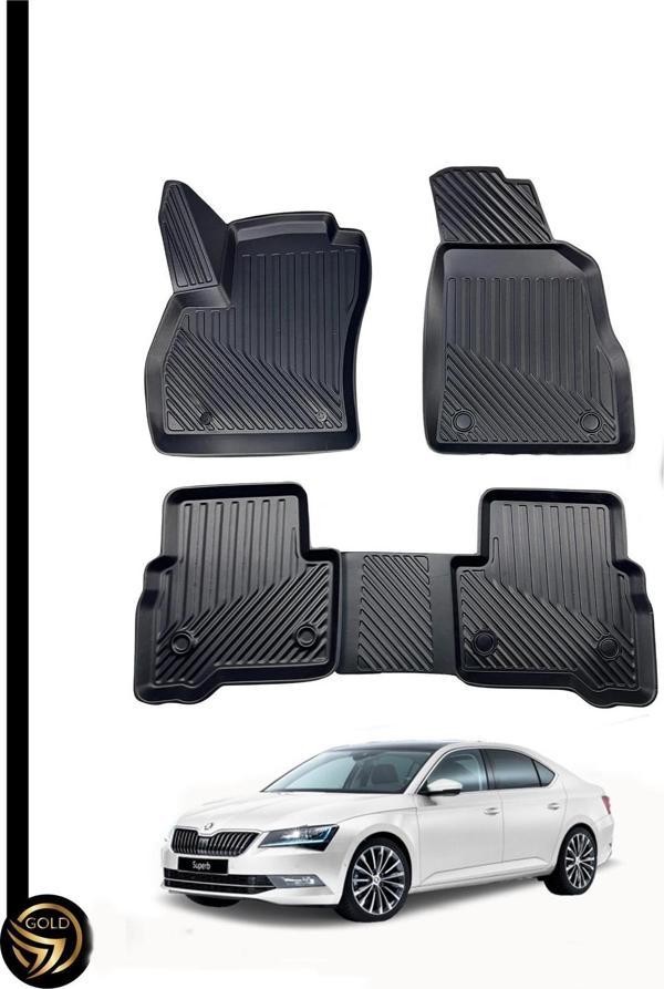 Skoda Super B 2015+ 3D Havuzlu Oto Paspas Kauçuk Sky - Image 1