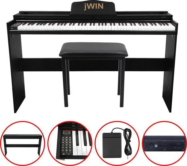 Jwin SDP-92 Tuş Hassasiyetli 88 Tuşlu Kapaklı Dijital Piyano + Tabure - Siyah - Image 1