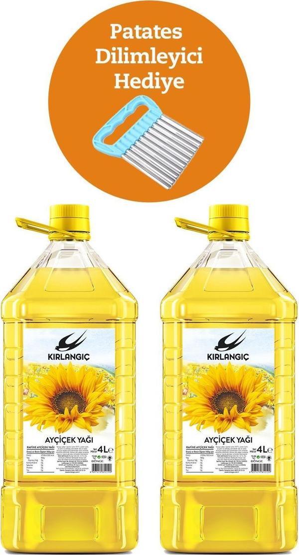 KIRLANGIÇ 4 LT DAR AĞIZ AYÇİÇEK YAĞI PET *2 + Patates Dilimliyici Hediyeli - Image 1