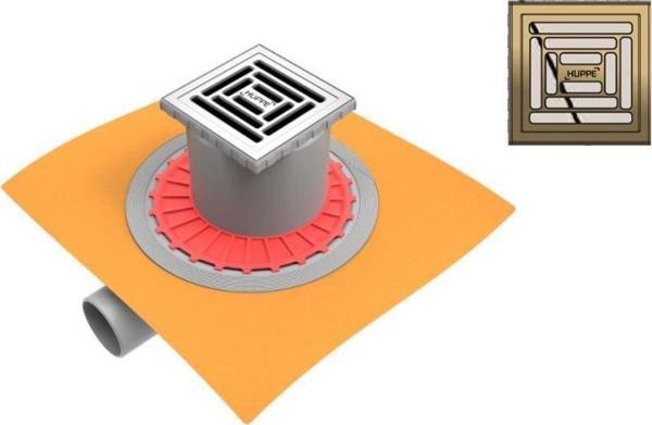 47H002600000PA03-Hüppe Master X Yalıtımlı Noktasal Su Gideri - 10X10 cm Yandan - Parlak Altın - Image 1