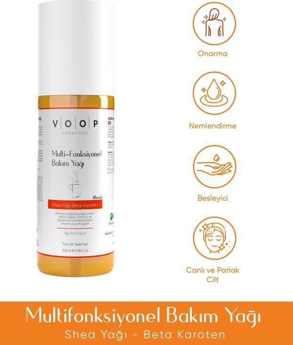 Voop Saç, Yüz Ve Cilt Bakım Yağı 100 Ml (shea Yağı + Beta Karoten) - Image 1