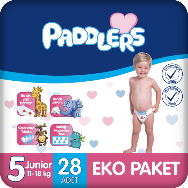 Paddlers Bebek Bezi 5 Numara Junior 28 Adet (11-18 Kg) Eko Paket - Image 1