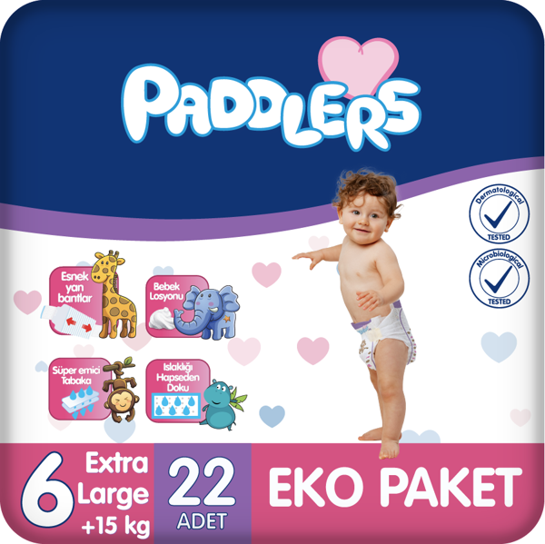 Paddlers Bebek Bezi 6 Numara X-Large 22 Adet (15+Kg) Eko Paket - Image 1