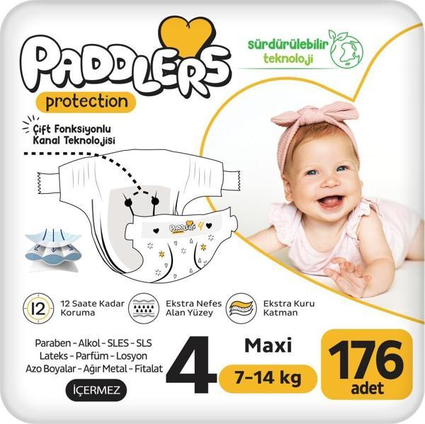 Paddlers Protection Bebek Bezi 4 Numara Maxi 176 Adet (7-14 Kg) Ekstra Jumbo Set - Image 1