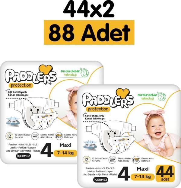 Paddlers Protection Bebek Bezi 4 Numara Maxi 88 Adet (7-14 Kg) 2'li Jumbo Set - Image 1