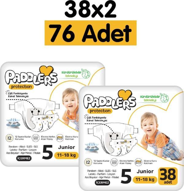 Paddlers Protection Bebek Bezi 5 Numara Junior 76 Adet (11-18 Kg) 2'li Jumbo Set - Image 1