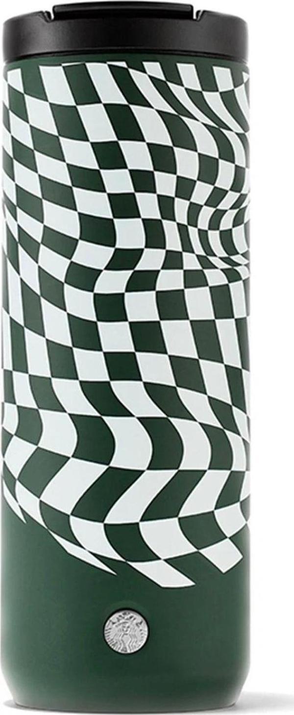 Starbucks  Paslanmaz Çelik Damalı Yeşil Termos 473 Ml - Image 1