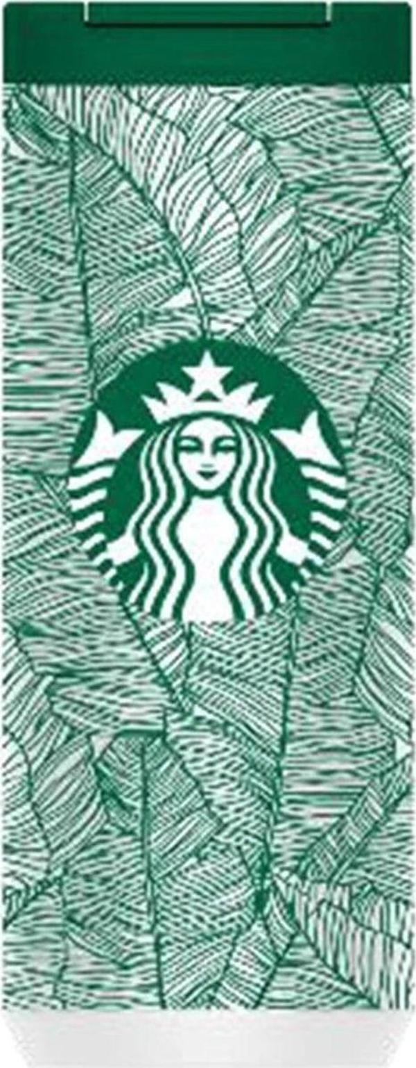 Starbucks  Yeşil Yaprak Desenli Çelik Termos 355 Ml - Image 1