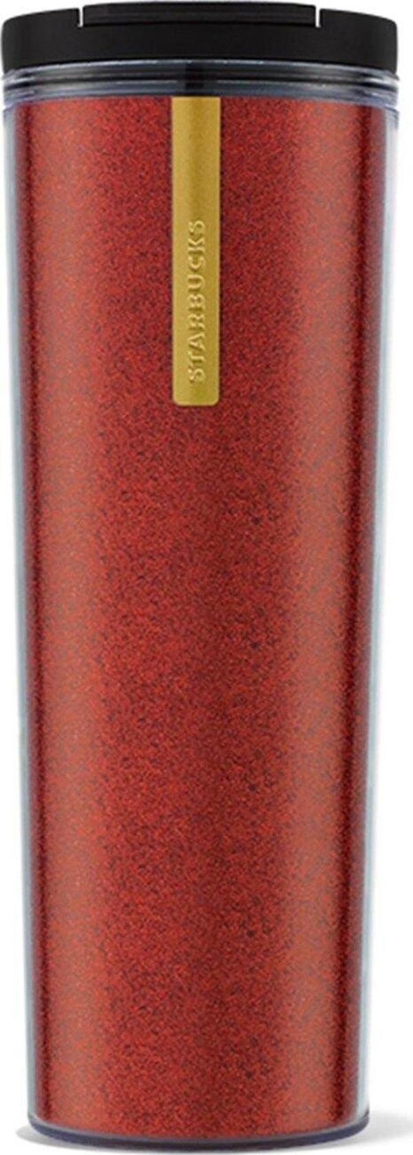 Starbucks Kırmızı Simli Plastik Termos 473 Ml - Image 1