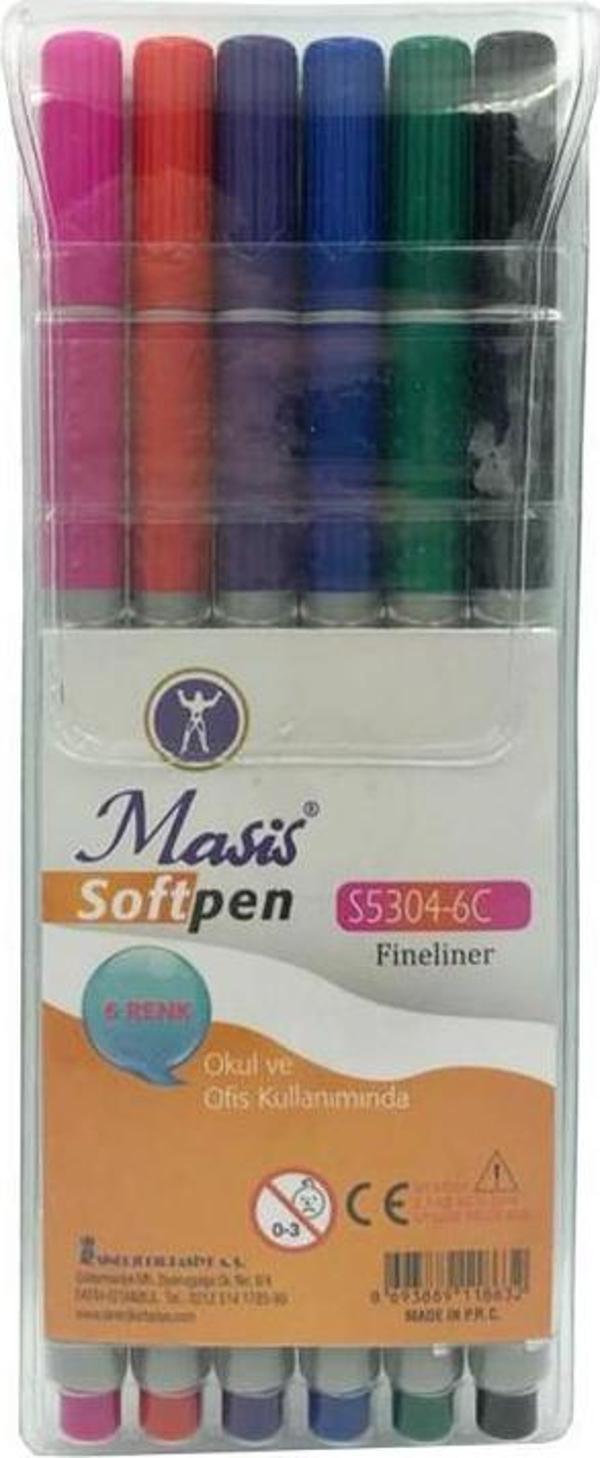 Masis Softpen fineliner Kalem 6 Renk S5304-6c - Image 1