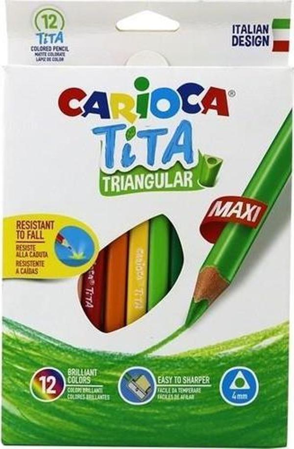 Carıoca Tıta 12 Renk Maxi Üçgen Kuru Boya 42791 - Image 1