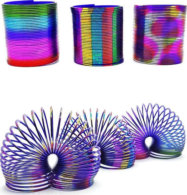 Metalik Renkli Stres Yayı Desenli Oyuncak Stres Yayı - 5 cm çapında - 3 Adet - Image 1
