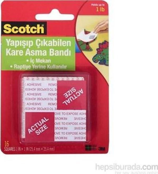 Scotch® Çift Taraflı Yapışıp Çıkabilen Köpük Kareler 16 adet / 2,5x2,5cm - Image 1