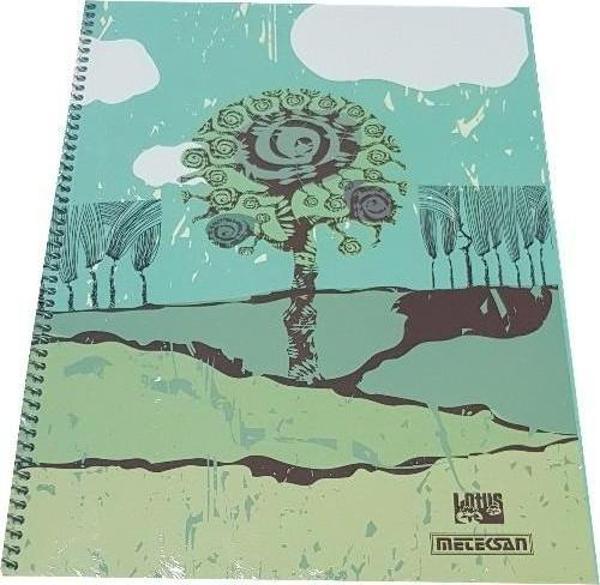 Meteksan Lotus Sert Kapak A4 Spiralli Defter 120 Yaprak Kareli - Image 1